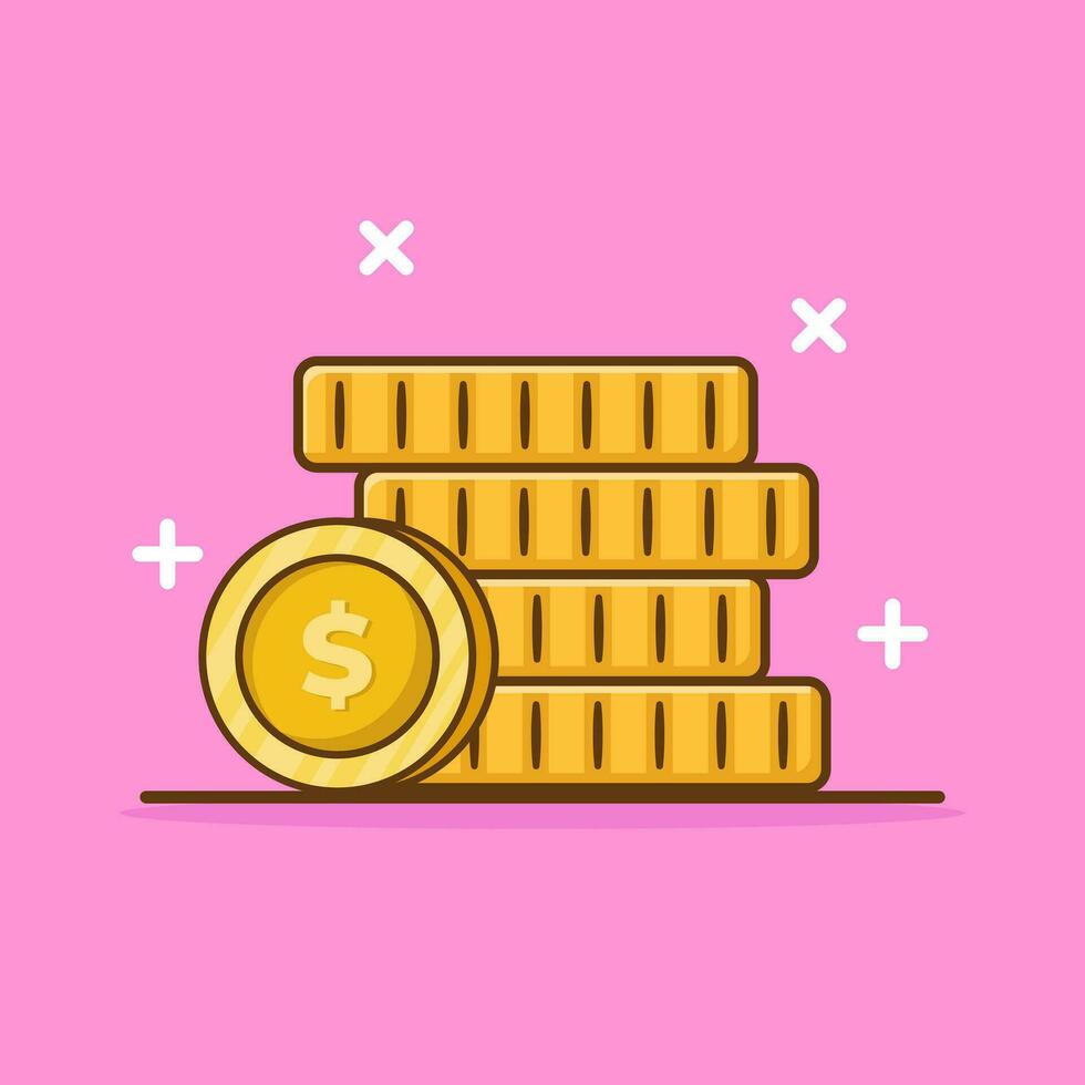Coin Vector Icon Illustration. Flat Cartoon Style Suitable for Web Landing Page, Banner, Flyer, Sticker, Card, Background