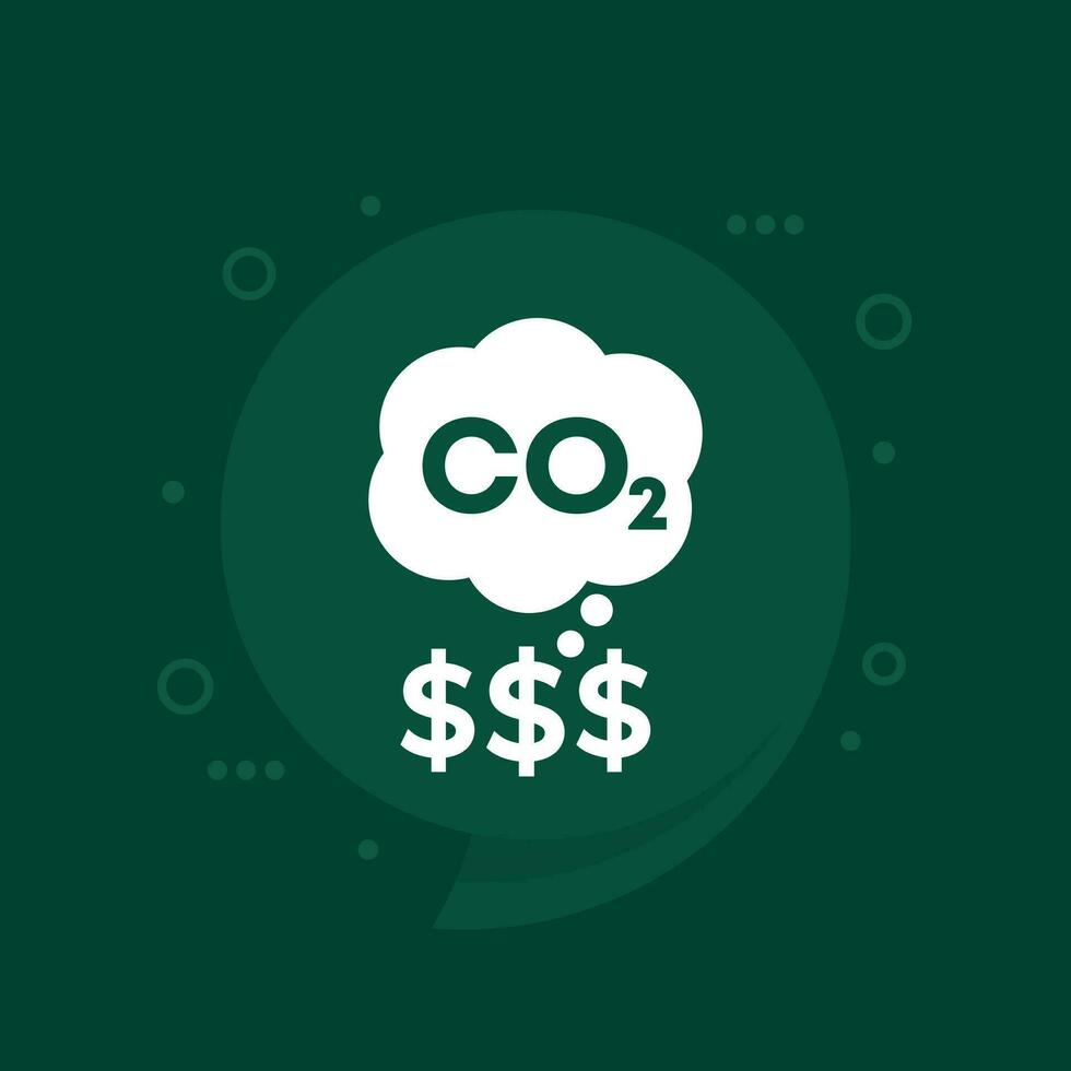carbón emisiones costo vector icono, co2 gas precio