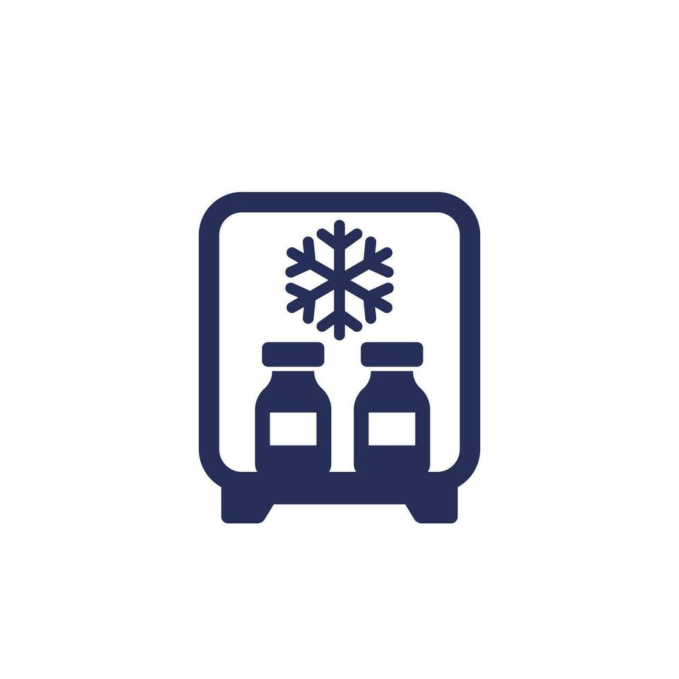 vaccine in the fridge icon on white vector