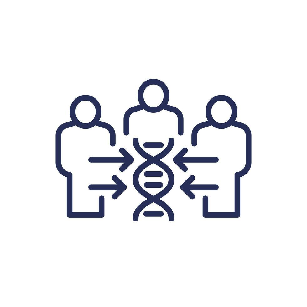 cloning or clones line icon with dna and people vector