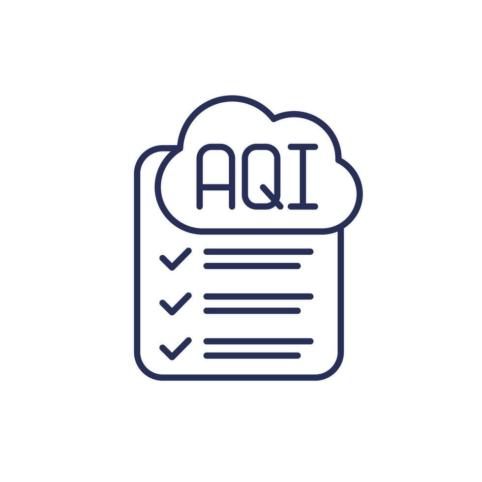 Air quality index, AQI line icon with a checklist vector