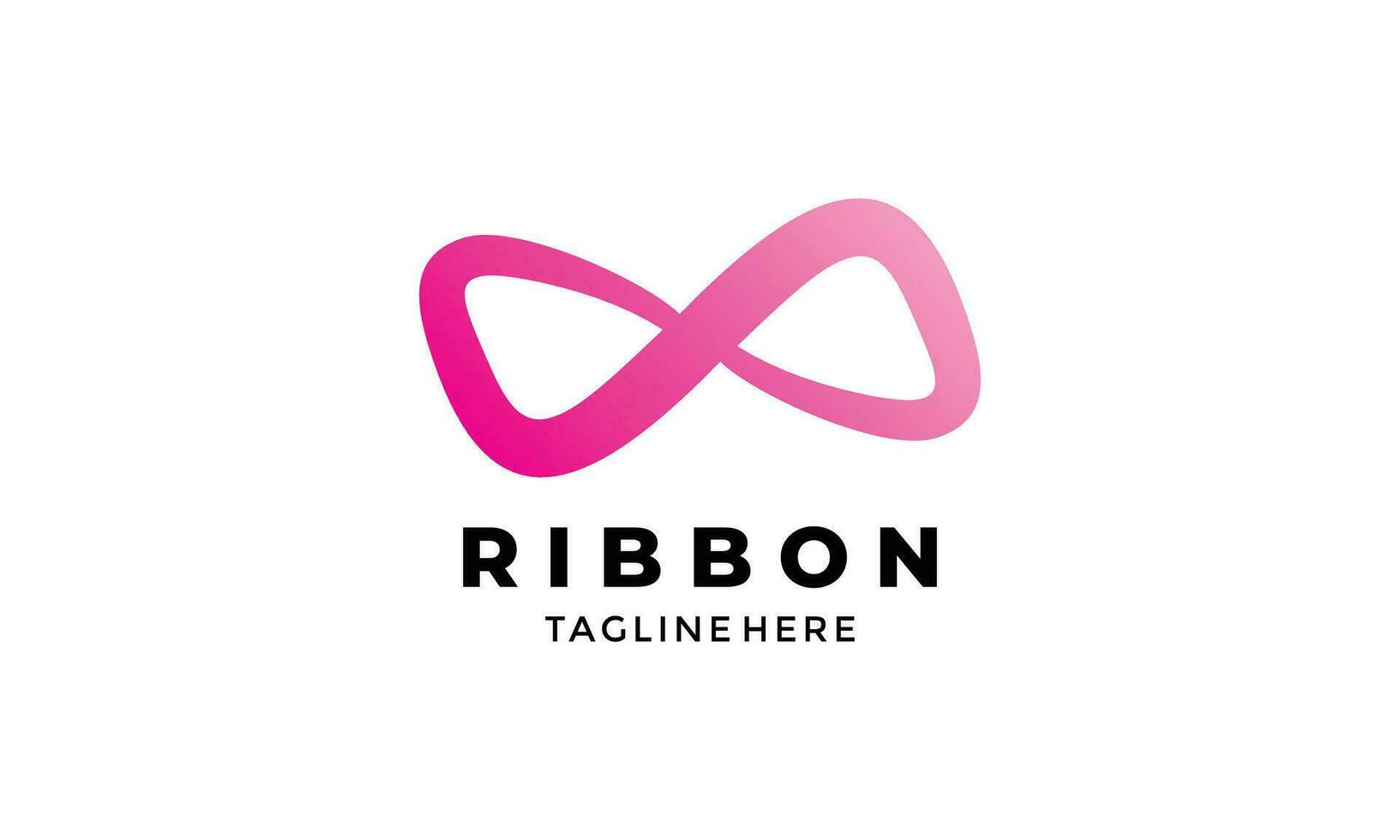 Logo vector ribbon  pink gradation elegant formal beautiful woman symbol cancer pictogram bowties tie ceremony design