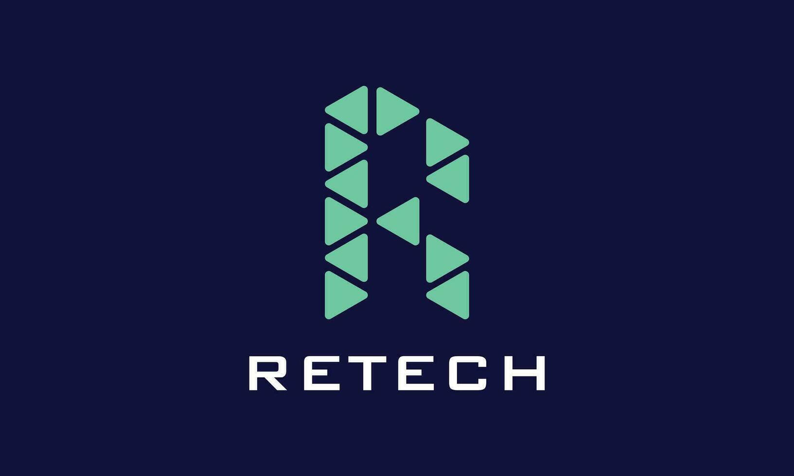 Logo vector letter R technology network connection alphabet font logotype modern concept digital element creative sign brand company internet link design