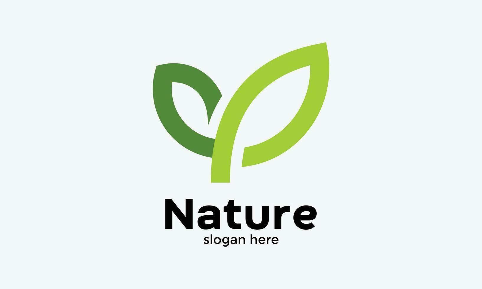 Nature leave logo minimalist design green eco concept bio ecology health life environmental conservation plant growth symbol vector