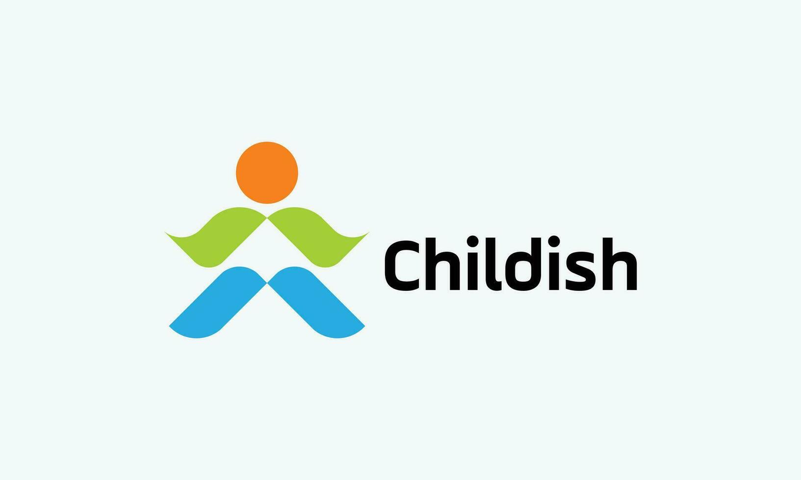 Childish little kid play logo vector symbol creative education dream child future happy smile sign parenting kindergarten lesson charity creative smart study