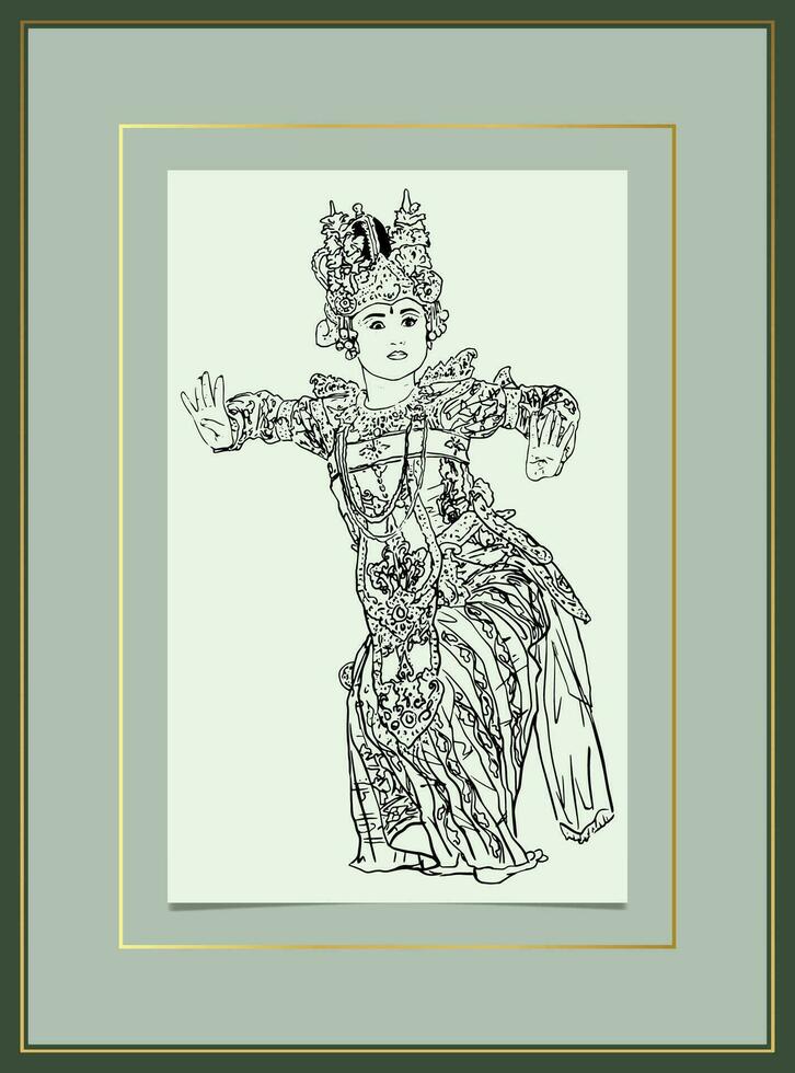 Balinese dancer hand drawn sketch vector .eps 10