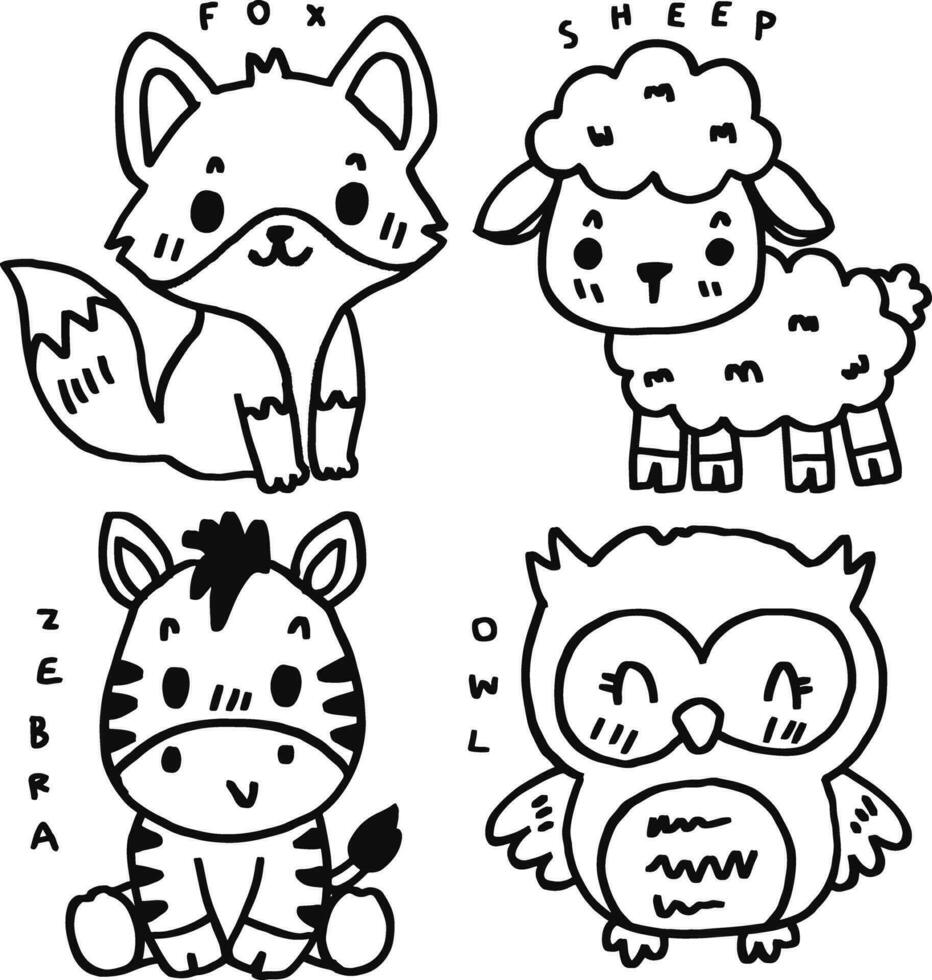 hand drawn cute animal and text for templates vector