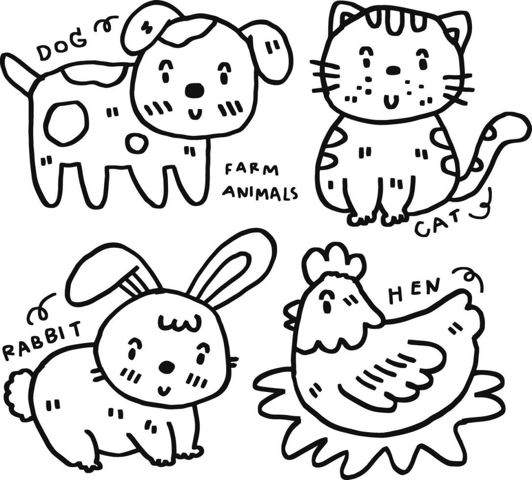 hand drawn cute animal and text for templates vector