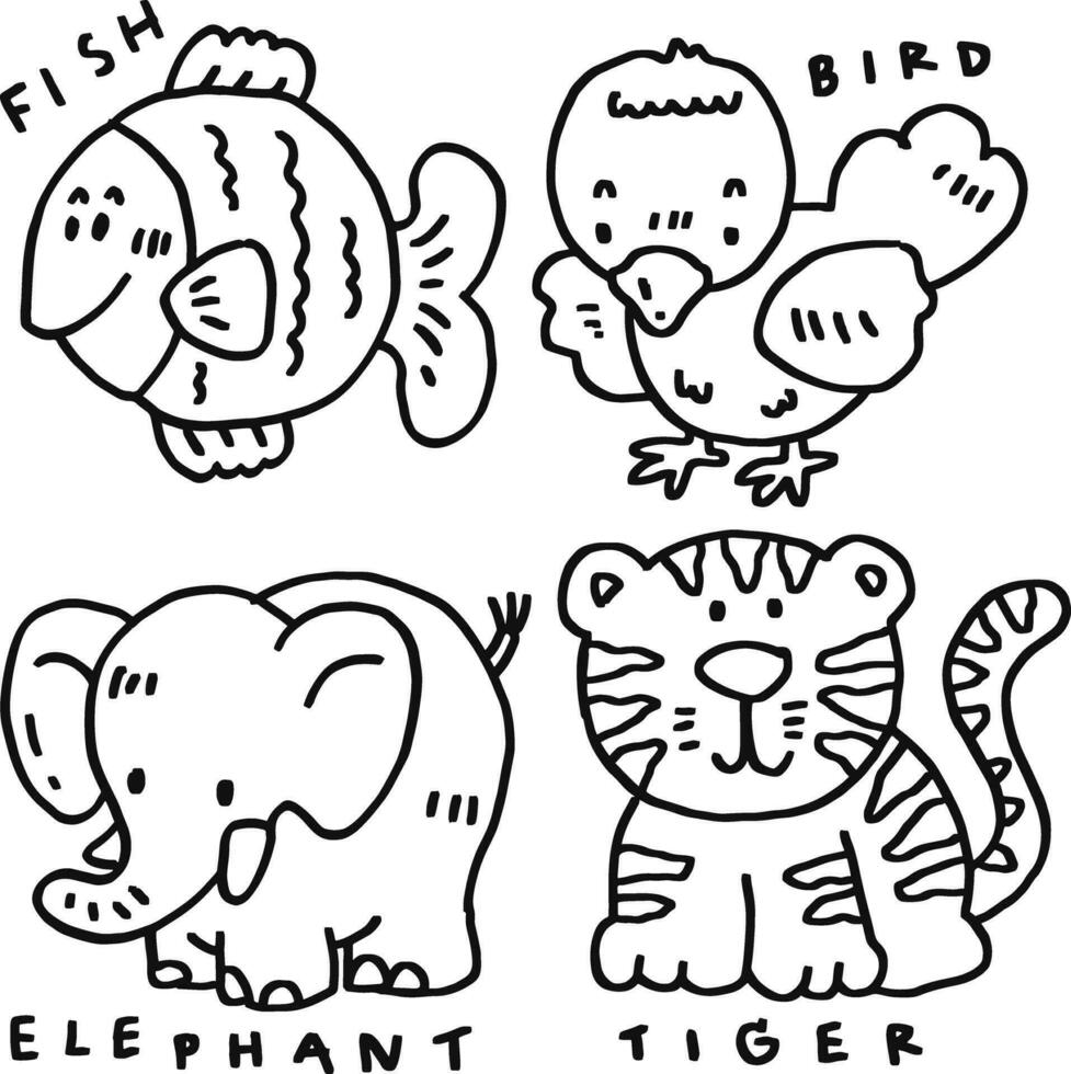 hand drawn cute animal and text for templates vector