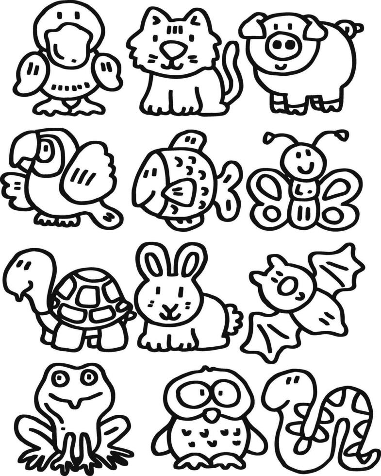 hand drawn cute animal for templates vector