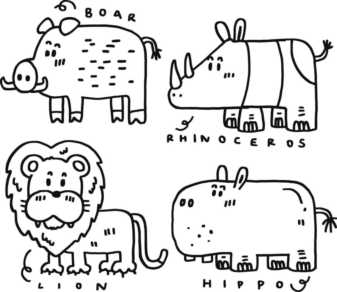 hand drawn cute animal and text for templates vector