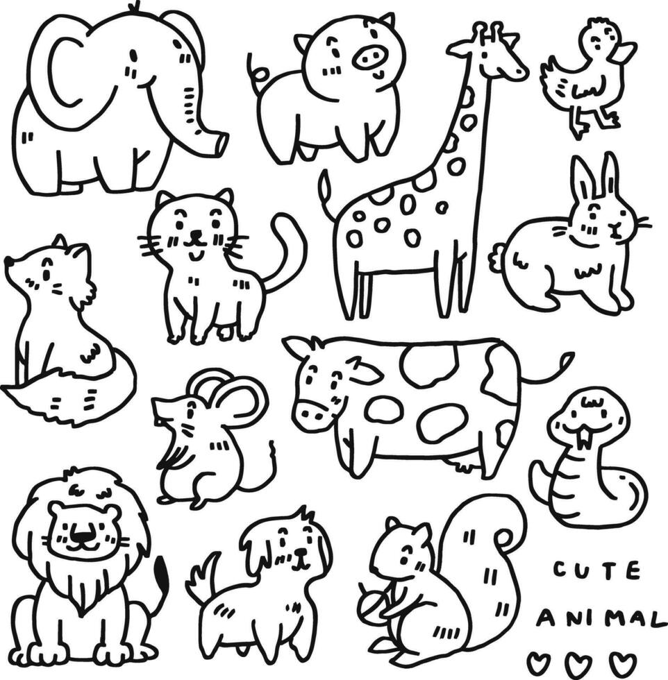 hand drawn cute animal and text for templates vector