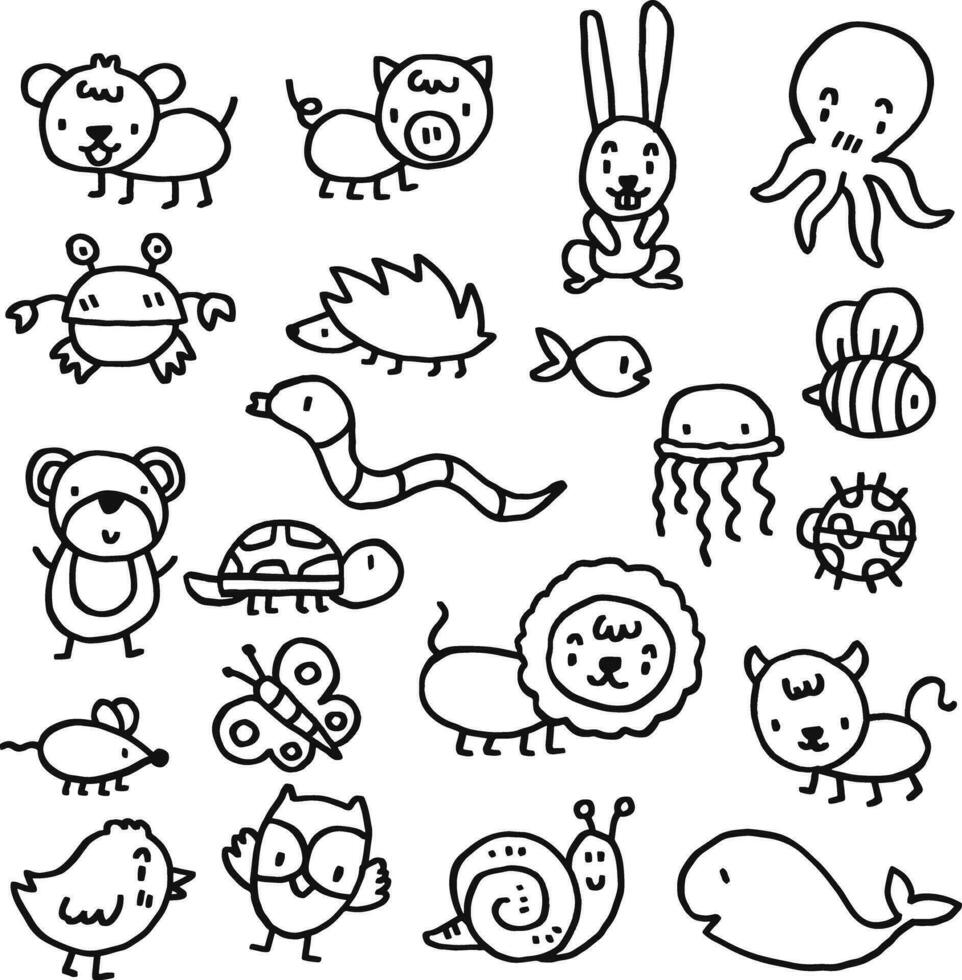 hand drawn cute animal and text for templates vector