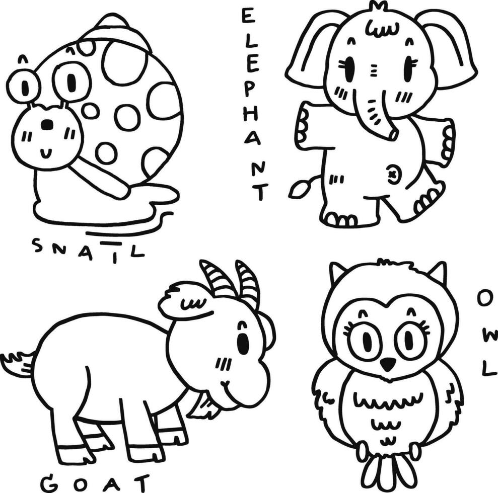 hand drawn cute animal and text for templates vector