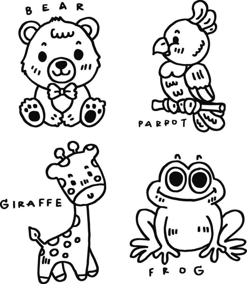 hand drawn cute animal and text for templates vector