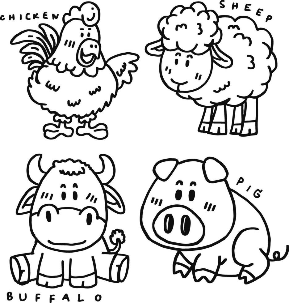 hand drawn cute animal and text for templates vector