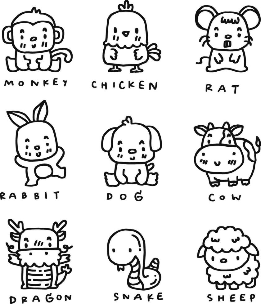 hand drawn cute animal and text for templates vector