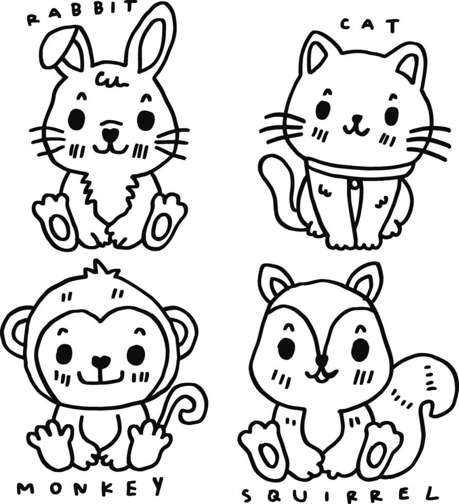 hand drawn cute animal and text for templates vector