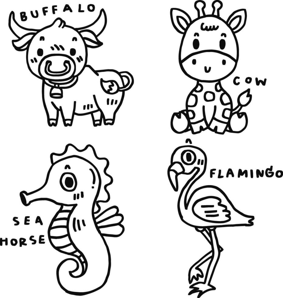 hand drawn cute animal and text for templates vector