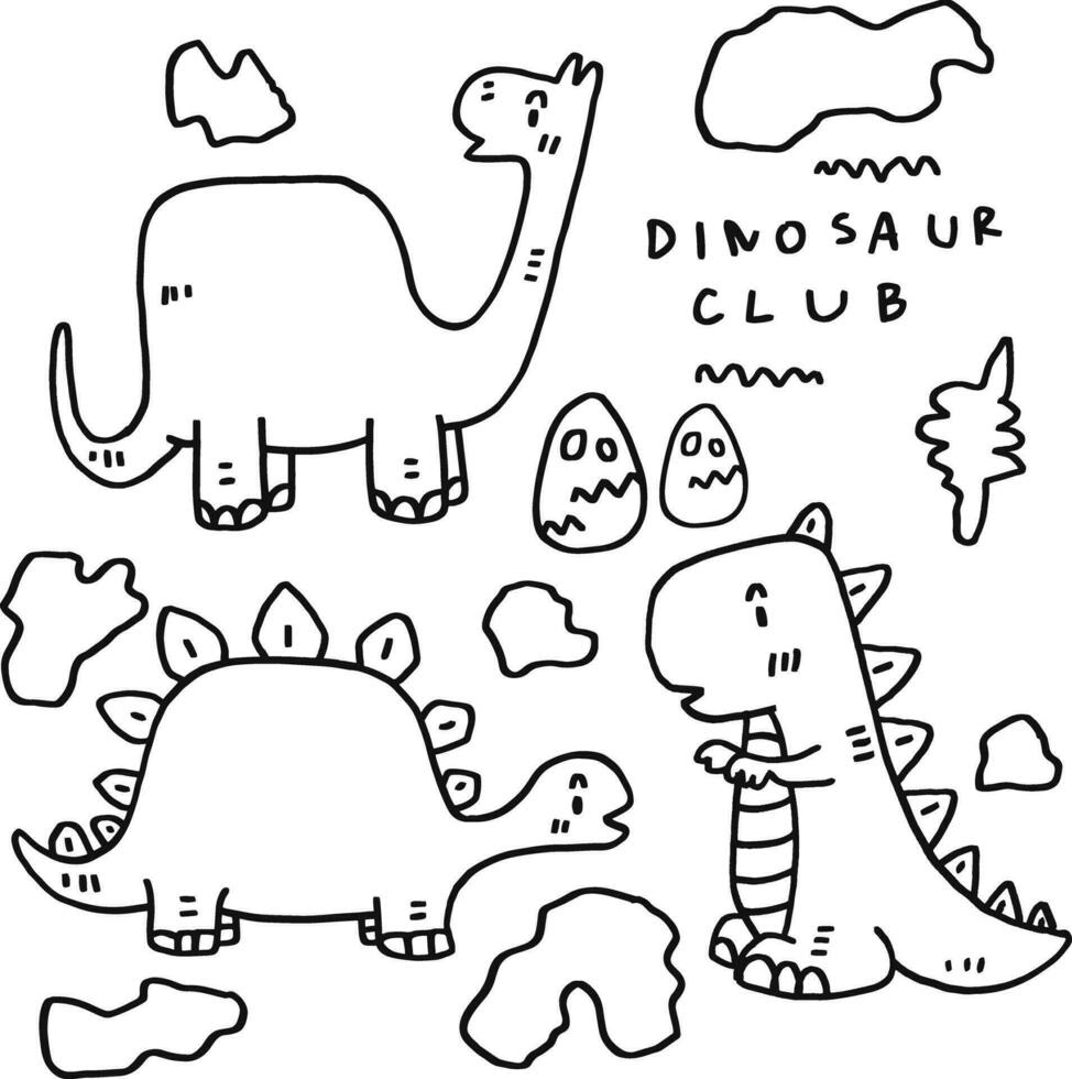 hand drawn cute dinosaur and text for templates vector