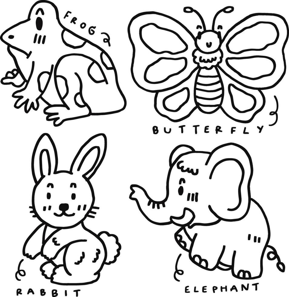 hand drawn cute animal and text for templates vector