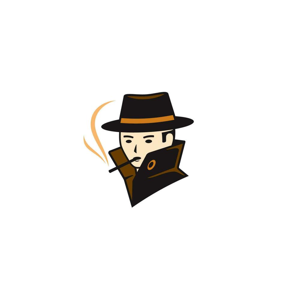 Smoking Detective logo or icon design vector