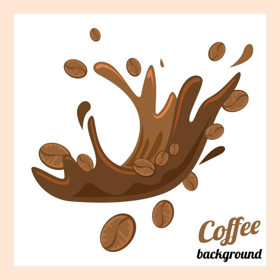 coffee background coffee bean with coffee spill vector