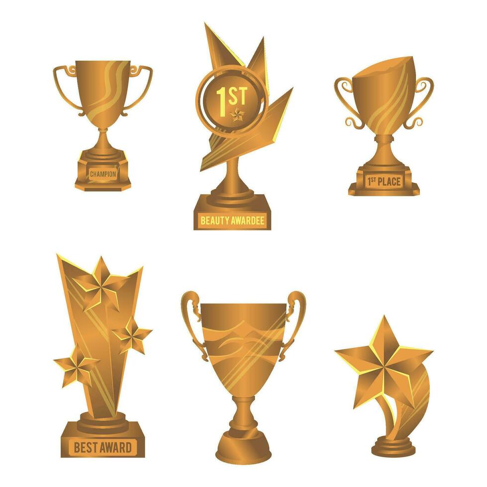 trophy vector collection set illustration