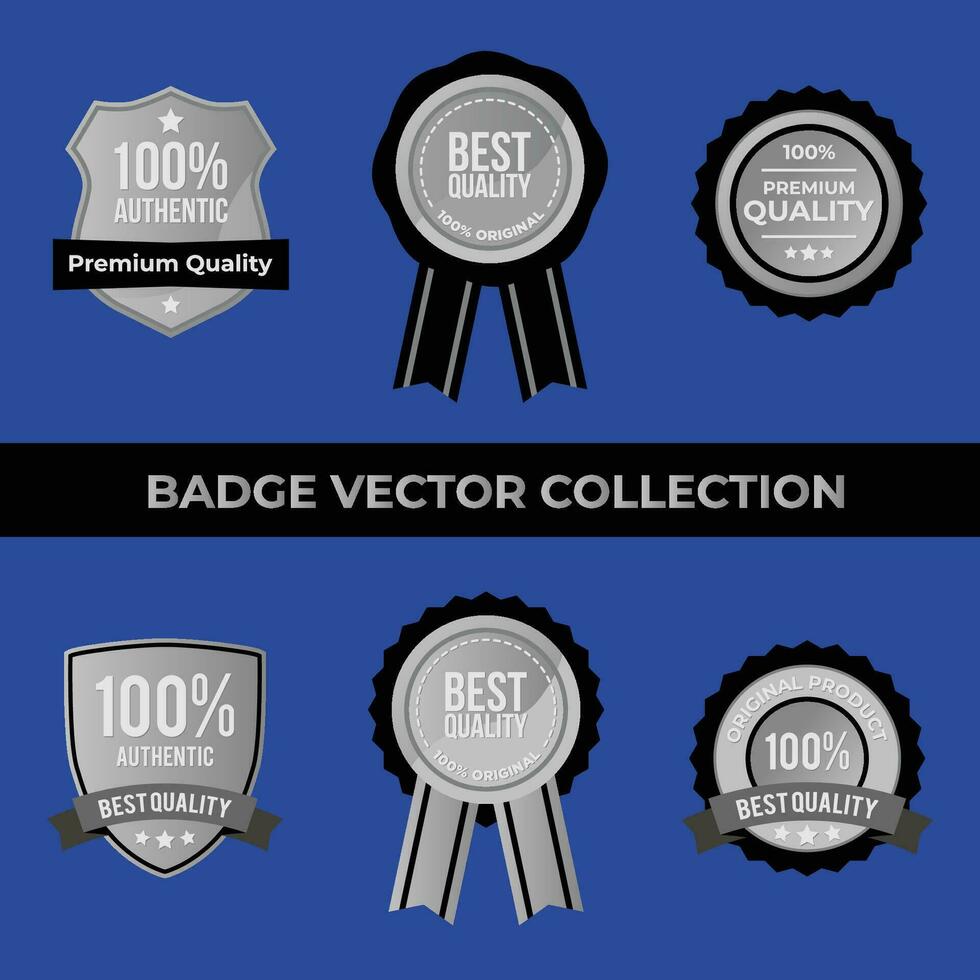 best quality badge illustration set in silver and black vector