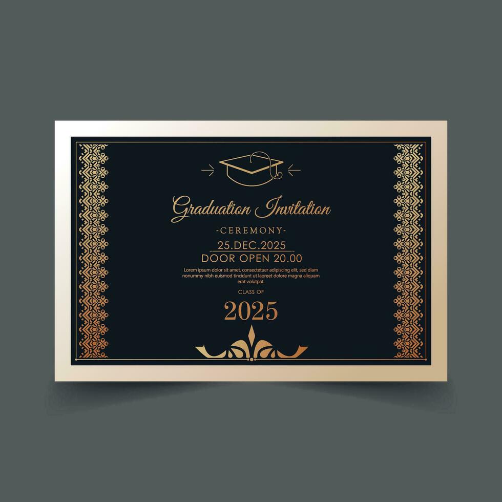 elegante plantilla de invitación de graduación oscura vector