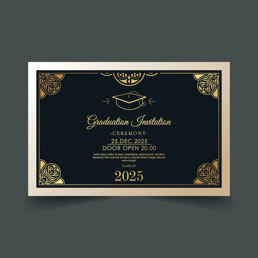 elegante plantilla de invitación de graduación oscura vector