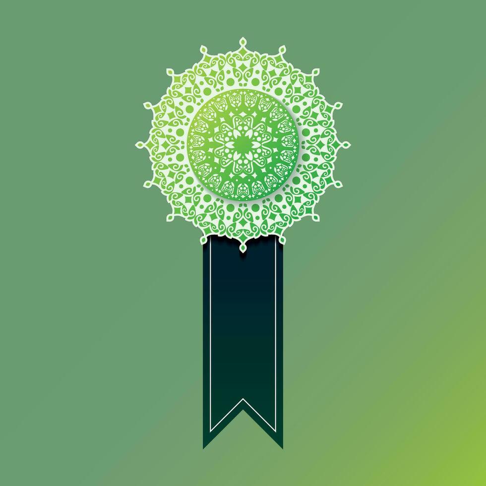 elegant green mandala ribbon design vector