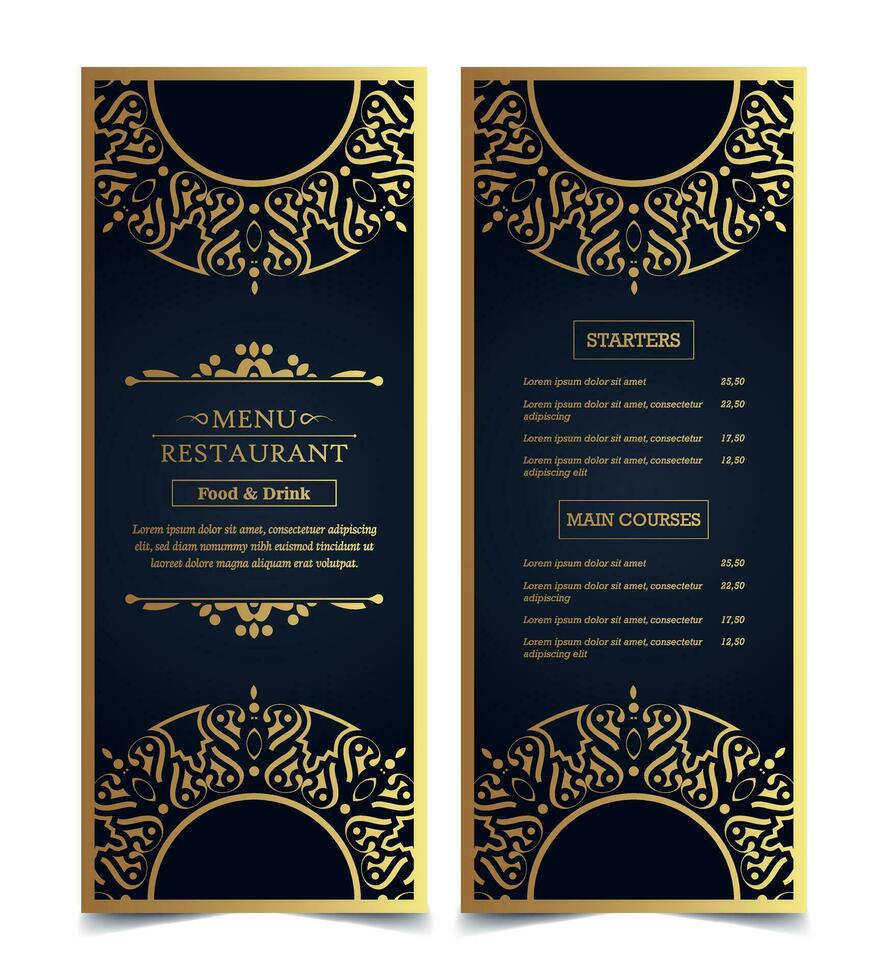Luxury Menu Layout with Ornamental Elements vector