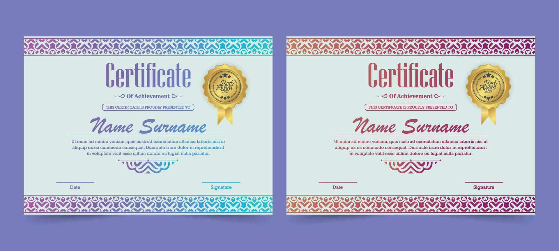 Achievement certificate best award diploma vector