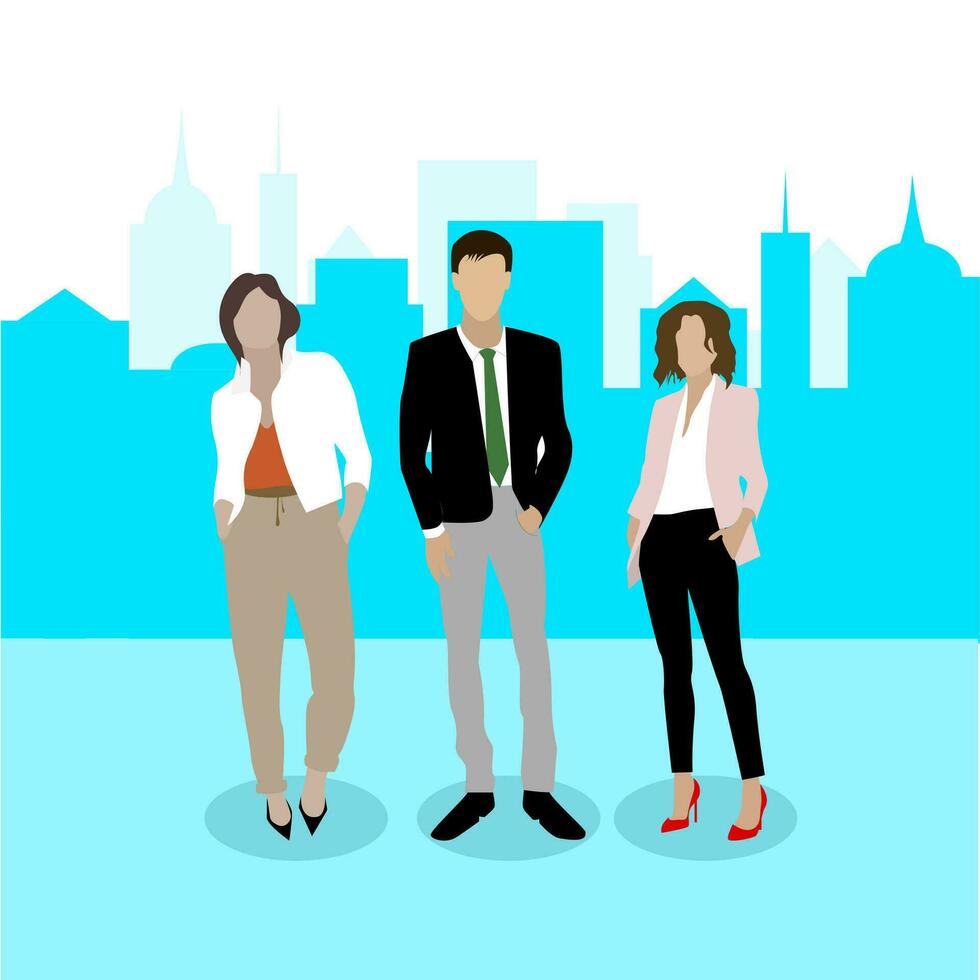 Business team. Confident businesspeople. Vector illustration of team of reformer and crisis managers. Successful and confident young business creatives