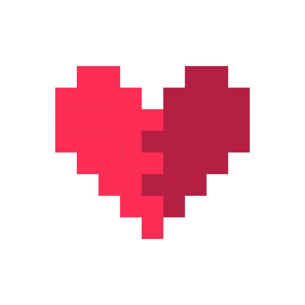 Pixel heart red 8 bit for poster pattern, print, design, elements vector