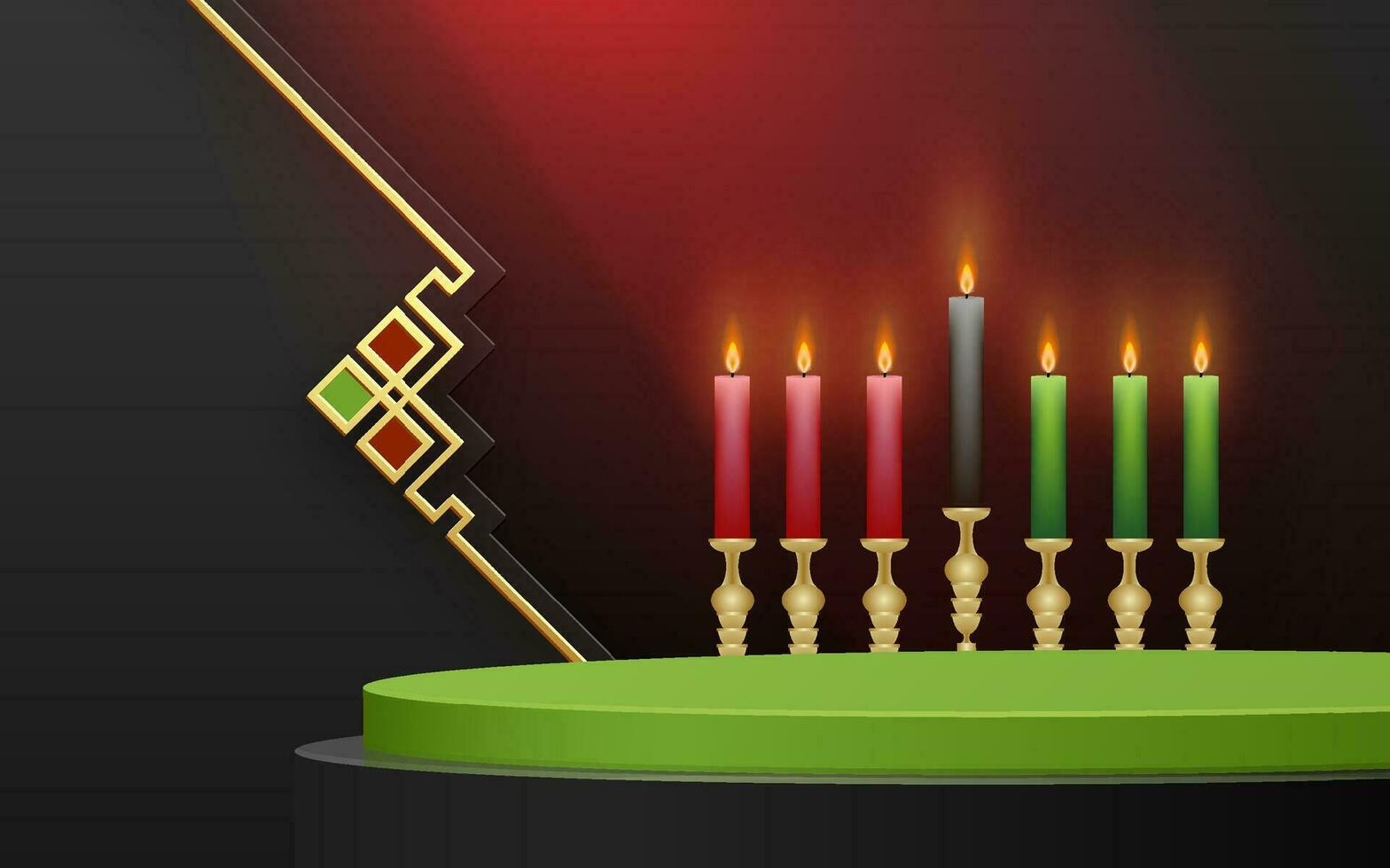 3d Round podium stage for Happy kwanzaa card vector