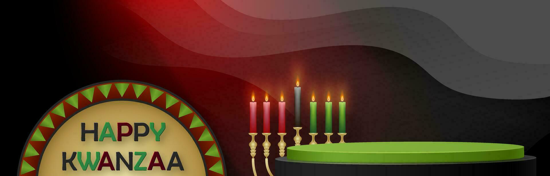 3d Round podium stage for Happy kwanzaa card vector