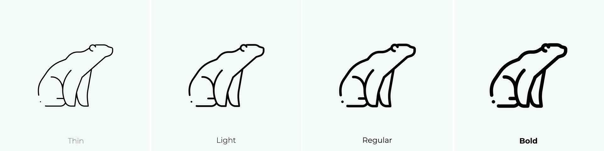 polar bear icon. Thin, Light, Regular And Bold style design isolated on white background vector