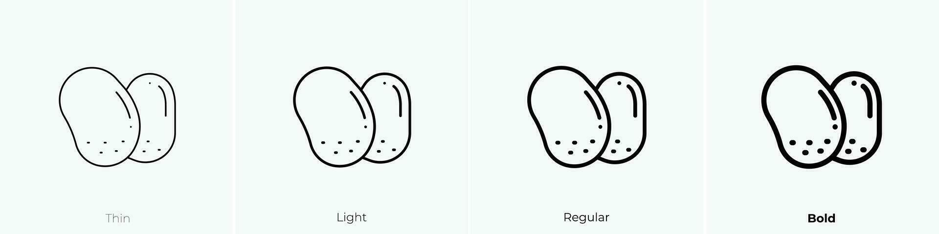potatoes icon. Thin, Light, Regular And Bold style design isolated on white background vector