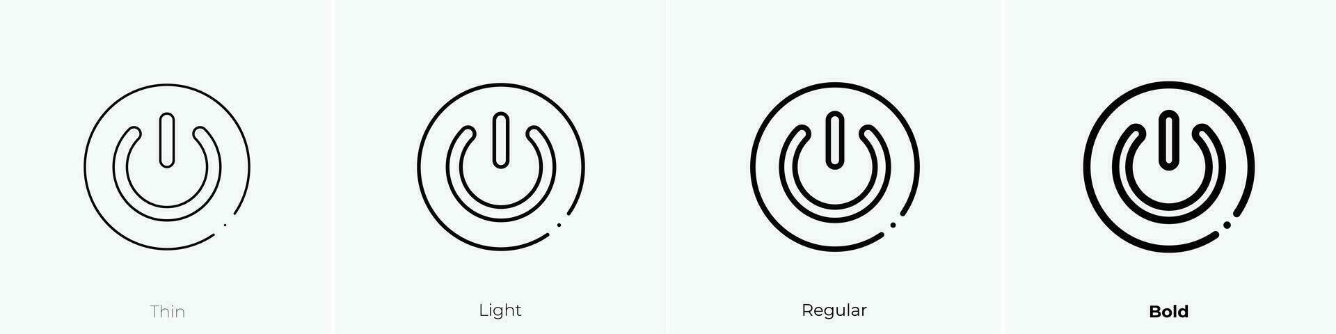 power button icon. Thin, Light, Regular And Bold style design isolated on white background vector