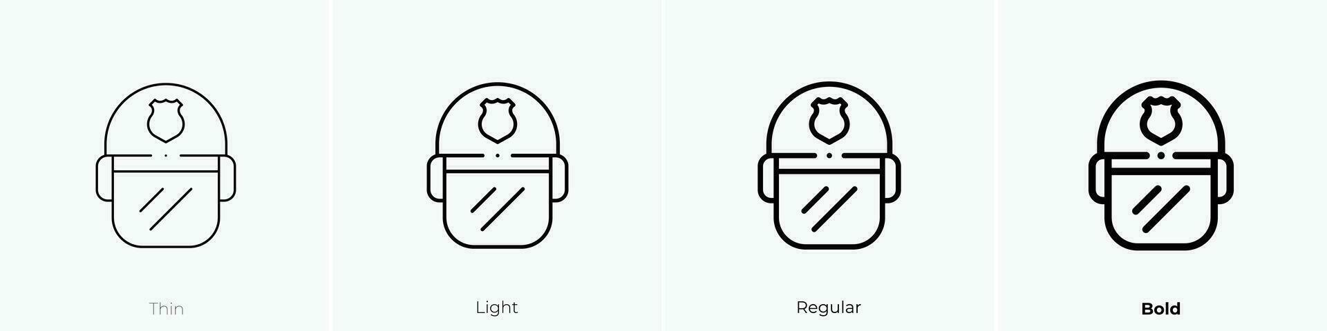police helmet icon. Thin, Light, Regular And Bold style design isolated on white background vector