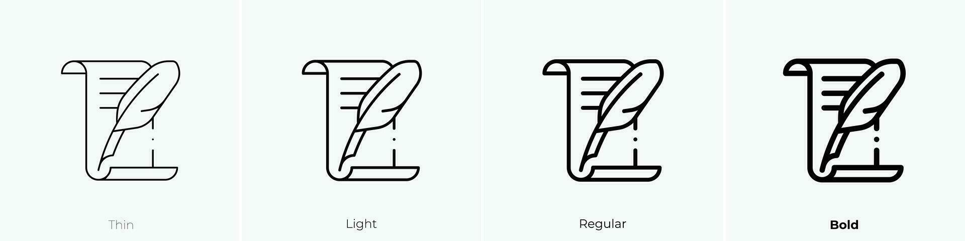 poetry icon. Thin, Light, Regular And Bold style design isolated on white background vector