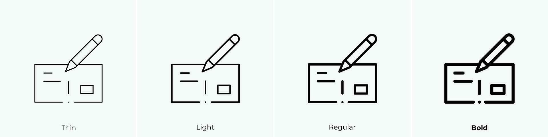 tarjeta postal icono. delgado, luz, regular y negrita estilo diseño aislado en blanco antecedentes vector