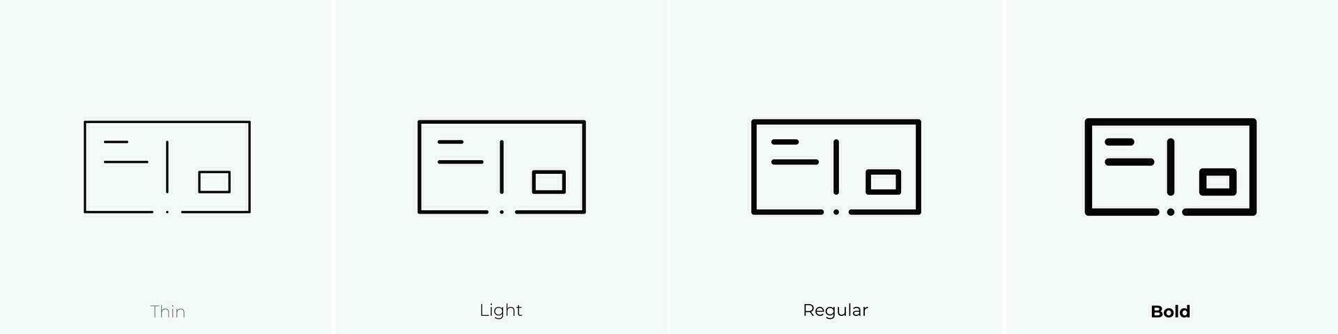 tarjeta postal icono. delgado, luz, regular y negrita estilo diseño aislado en blanco antecedentes vector