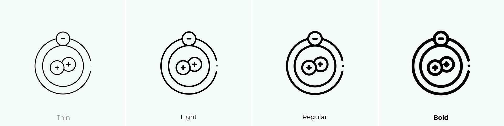 positivo ion icono. delgado, luz, regular y negrita estilo diseño aislado en blanco antecedentes vector