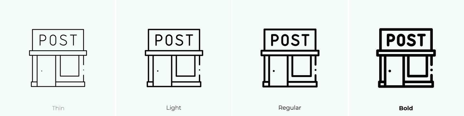 post office icon. Thin, Light, Regular And Bold style design isolated on white background vector