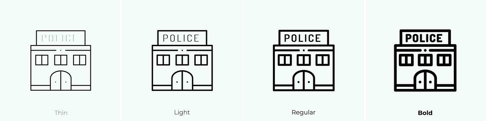 police icon. Thin, Light, Regular And Bold style design isolated on white background vector