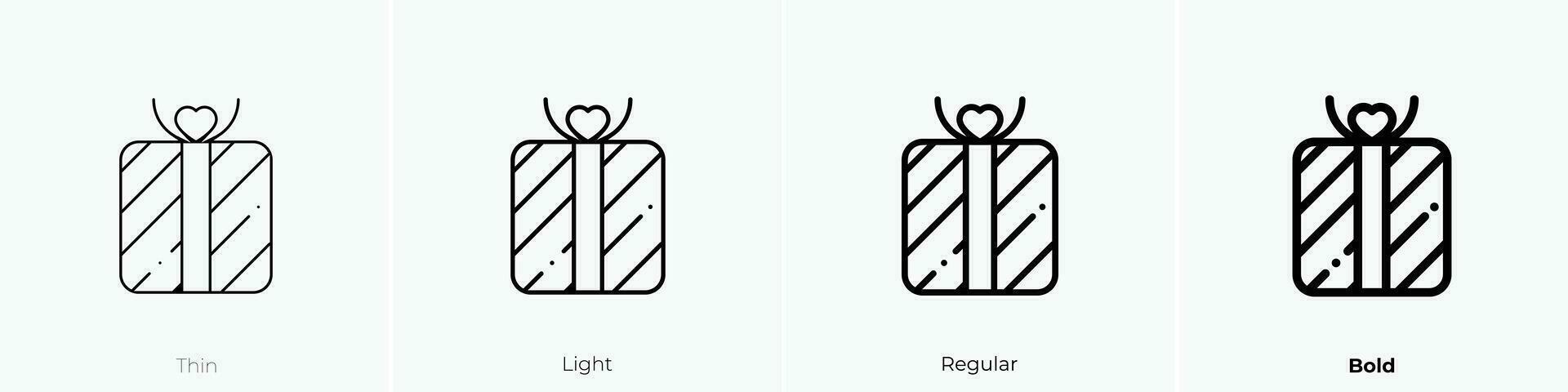 present icon. Thin, Light, Regular And Bold style design isolated on white background vector