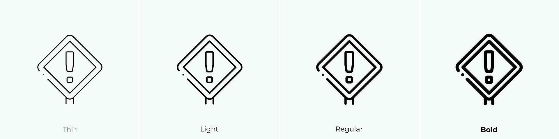 precaución icono. delgado, luz, regular y negrita estilo diseño aislado en blanco antecedentes vector